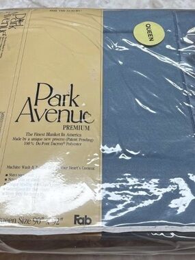 New in package smooth super soft Smoke Blue Queen Blanket with Satin Edging